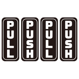 2 Set 4pcs Push Pull Door Sign Stickers, Black, 2"x5" Vertical, Back Adhesive, Waterproof and Fade Resistant, Thick Premium Quality Vinyl, for Business, Stores, Cafes, Shops.