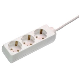 as - Schwabe 3-fach Steckdosenleiste weiß 230 V / 16 A – Mehrfachstecker mit 3 m Leitung & erhöhtem Berührungsschutz – Steckdosen 45° gedreht – Mehrfachsteckdose Indoor – IP20, 11331