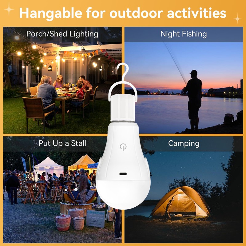 Neporal MagicGlow Rechargeable Solar Light Bulbs with Remote, USB+Solar Rechargeable