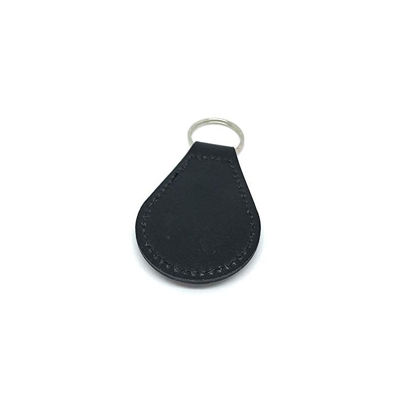 Giftshop UK Baphomet Satanic Leather Keyring, Black leather and silver