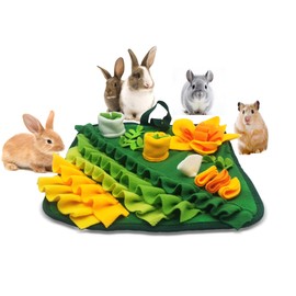 Rabbit Foraging Mat,Bunny Snuffle Mat for Small Animals Puzzle Toys Pets Interactive Feeding Mat for Guinea Pigs Hedgehog Chinchilla Puppies (Green, S)