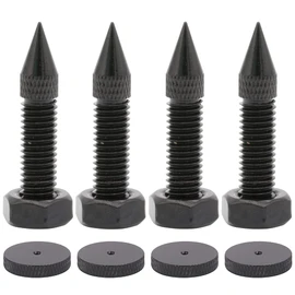 Flushbay 4-Pack Speaker Spikes M8 Black Audio Speaker Insulator Carbon Iron Spike Socket Sound Improvement Height Adjustable Noise Prevention Audio Accessories (M8)