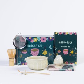 Matcha Tea Set Bamboo Whisk and Bowl，Green Tea Set,Ceremonial Matcha Kit, Gifts for (Pale Yellow)
