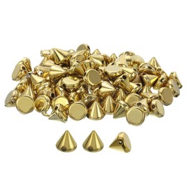 QUARKZMAN Pack of 200 Acrylic Spike Cone Rivets, 6 x 6 mm Flat Back for Sewing or Sticking, Punk Spike Beads for Clothes, Shoes, Bag Decoration (Gold Tone)