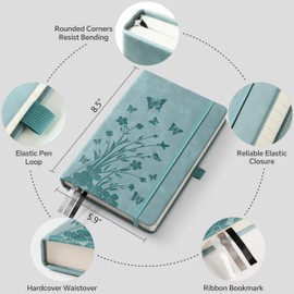 HwxBen Lined Journal Notebook– 365 Pages,Hardcover Leather Journals for Women Writing, A5 5.9'' x 8.5''College Ruled 100 gsm Paper for Work,Note-Taking,Office,School,Home Supplies,PaleTurquoise.