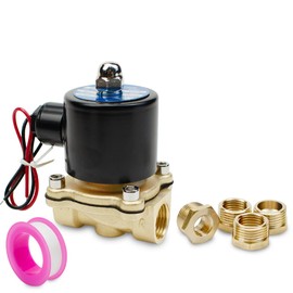 Innfeeltech 1 Pcs 1/2" BSP Thread 24V DC Normally Closed Brass Electric Solenoid Valve with Brass Reducing Connector,Fit for Air,Water,Diesel