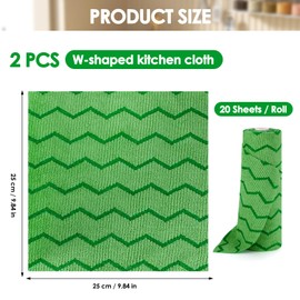 Microfiber Cleaning Cloth Roll - 40PK, Reusable Paper Towels Green Tear Away Cloth, Microfiber Towels Washable Shop Rags, Lint Free Cleaning Rags for House, Kitchen, Window, 25×25CM