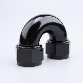 AC PERFORMANCE 180 Degree -16 AN Female One Piece Full Flow Hose Coupler Fitting Aluminum Black
