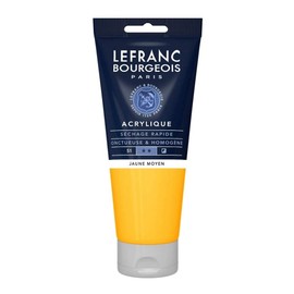 Lefranc Bourgeois 300389 Fine Acrylic Paint - Yellow Medium, 200 ml Tube, Creamy Acrylic Paint, Water-based, Quick Drying, Lightfast, Waterproof