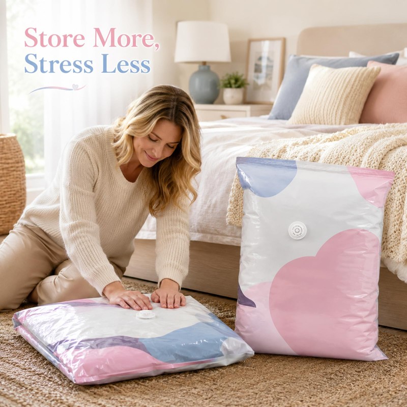2 PCS No Pump 3D Vacuum Storage Bags, No Pump