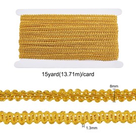 FINGERINSPIRE 15 Yards Metallic Braid Lace Trim, Flower Pattern 8mm x1.3mm Gold Centipede Lace Ribbon Decorated Gimp Trim for Wedding Bridal, Costume or Jewelry, Crafts and Sewing
