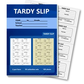 1 Pack 400 Pcs Tardy Slip Book with Carbonless Duplicates Easy Removal Fold and Tear with 3.9 * 2.8inch (Tardy Slips) 2 Part Form Register Book for Student Late Arrival School Supplies Teacher (400)