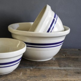 Ohio Stoneware 12" Dominion Mixing Bowl 12 inches, Bristol with navy stripes