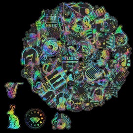 MUNTE Pack of 150 Waterproof Stickers, Two Styles, Holographic Glitter Stickers, Laser Effect Holographic Stickers, for Scrapbooks, Notebooks, Greeting Cards, Water Bottles