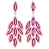 Leaf Crystal Dangle Earrings for Women Jewelry (Hot Pink-14K Gold)