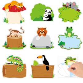 Qyeahkj 120pcs Jungle Animal Desk Name Tags Animals Classroom Decorations Safari Desk Name Plates Label Stickers Cutouts Jungle Themed Classroom Bulletin Board Decor for Kid Teacher School Nursery