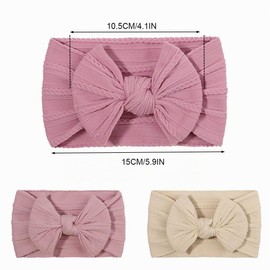 DiULi Baby Headbands, Pack of 3 Baby Turban Headband with Bows, Elastic Hair Bands for Newborns, Toddlers, Super Soft (Set A)
