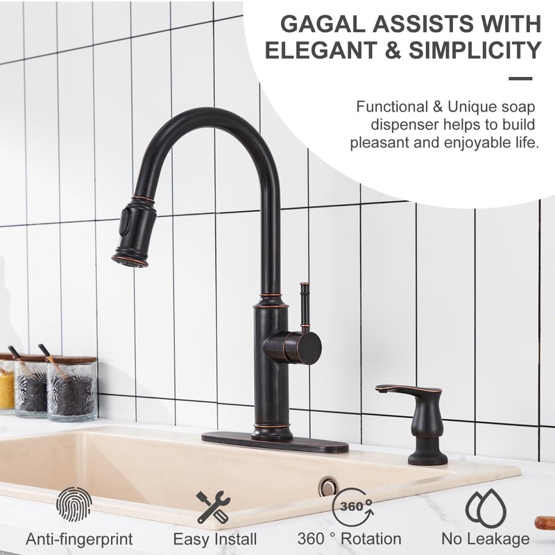GAGALIFE Kitchen Sink Soap Dispenser Oil Rubbed Bronze, Built in