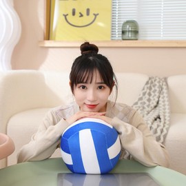 Sports Pillow Fluffy Soft Throw Pillow Cute Shaped Sports Decor Round Plush Pillow Sport Theme Cushion Stuffed Pillow Plush PillowToysGift for Kids Boy GirlsChildrenRoomDecoration (Volleyball Blue)