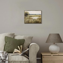 RETRART Vintage Farmhouse Canvas Wall Art - Wildflower Field Landscape Painting, Wall Art Spring Art for Living Room Bedroom Kitchen - 12" x 16" - UNFRAMED