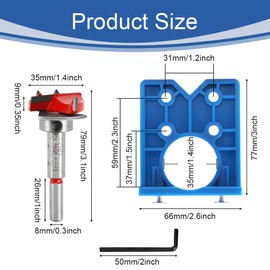 STCRERAG Hinge Templates 35 mm Metal Hinge Drilling Gauge Durable Forstner Drill Bit Set Concealed Hinge Boring Jig Bit Drill Bushing Sets Carpentry Hinge Drilling Gauge for Cabinet Hinges