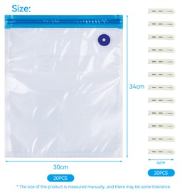 Vacuum Bag Set (30 x 34 cm), Pack of 10 Sous Vide Bags with Pump, Reusable Vacuum Bags, for Travel Vacuum Bags, for 3D Printer Filament, Food Preservation