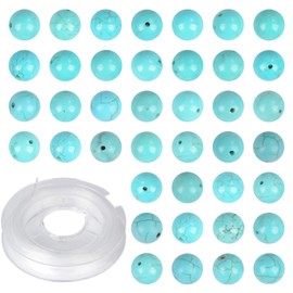 CMBYN - 200 abalorio de piedra natural de 4 mm, color azul, turquesa, redondas, abalorio de piedra auténtica, sueltas, tamaño del agujero de 1 mm, abalorio lisas para pulsera, collar, aretes (azul