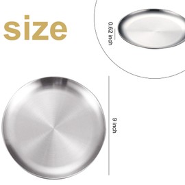 CheeseandU 4Pcs Pizza Pans 9 Inch Pizza Tray Oven Pizza Crisper Pan Round Baking Tray Round Pizza Plate Crisper Pan for Oven Kitchen Baking Home Restaurant Safe Sturdy Reusable Easy Clean (Silver)