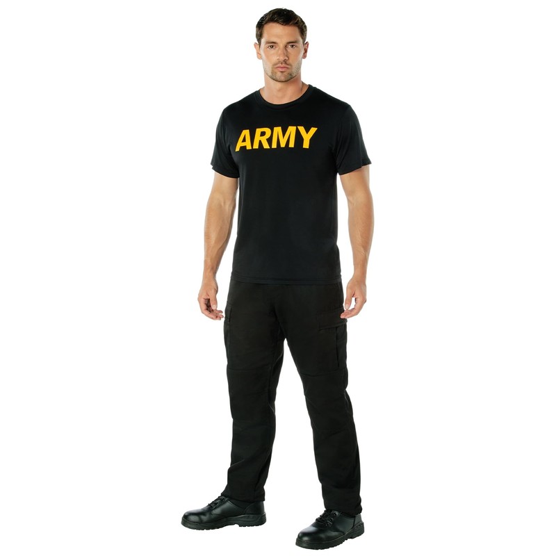 Rothco Army Performance Physical Training PT Shirt, Black - M