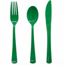joy akkess joy akkess 150 Pack Green Plastic Silverware, Green Utensils, 50 Green Plastic Forks, 50 Green Plastic Knives, 50 Green Plastic Spoons for Birthday, St Patrick's Day, Graduation Party