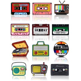 XunYee 12 Pcs Backpack Pins Cute Pins for Men Women Lapel Badges Pins for Jackets Shirts Hat Aesthetic Vintage Brooches Pin(Music Backpack)