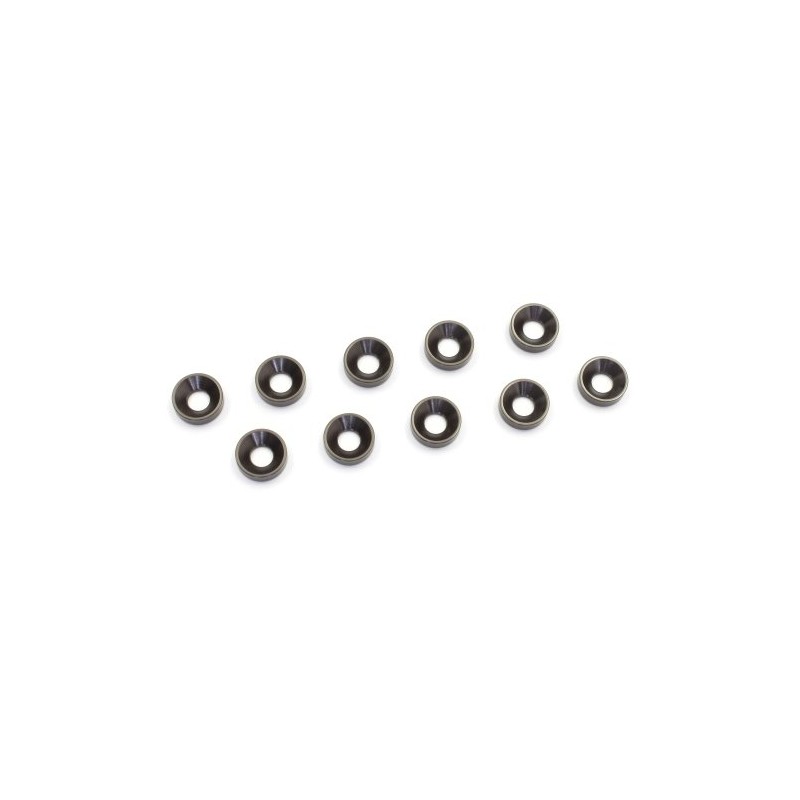 Kyosho Curved Washers, 3 mm, Gun Metal, Pack of 10