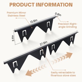Stove Gap Covers Stainless Steel, 4 Pack Cooker Gap Filler Easy Retractable Length 360mm - 720mm, Width 210mm Range Trim Kit, Heat Resistant Guard Between Stove Top & Counter