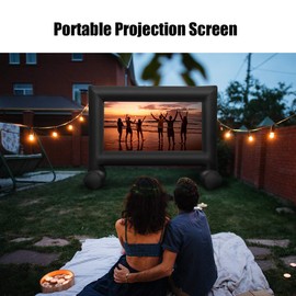 Tangkula 14FT Inflatable Indoor and Outdoor Movie Projector Screen, Blow up Mega Movie Screen with Built-in Blower, Tie-Downs & Storage Bag for Front and Rear Projection, Home Theater Cinema (14FT)