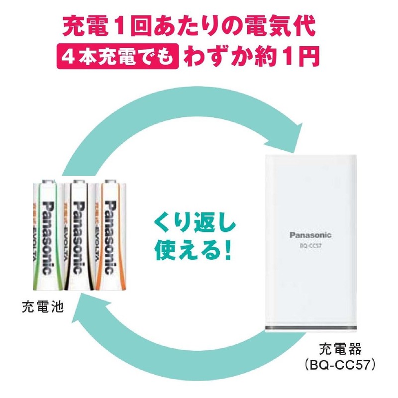 パナソニック 充電式エボルタ単3形2本パック(お手軽モデル)