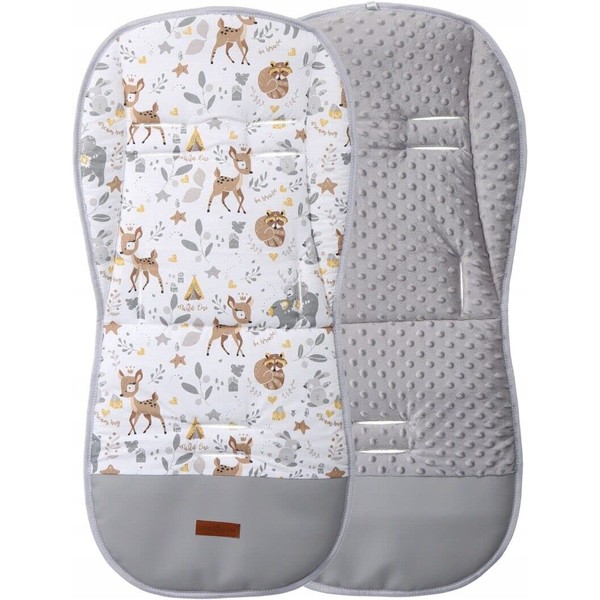 Universal Seat Liner Pushchair Double Sided Pram Buggy Grey/Deer and Friends