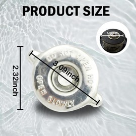 GutGiel 16 PSI Stainless Steel Radiator Cap, Dual Lug Design Engine Radiator Cover, Standard Replacement Modification Accessories Sealed Water Tank Lid Universal for Most Cars(Silver)