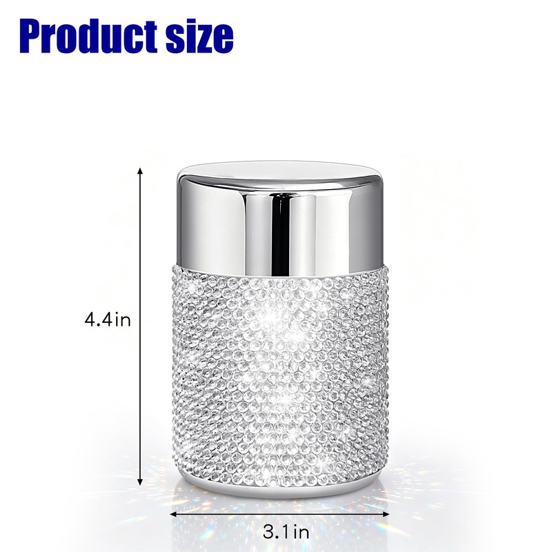 Svpolns Bling Rhinestone Tea Canister,Glitter Stainless Steel Tea Tin with
