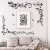 wondever Flowers Vine Wall Stickers Black Floral Butterfly Peel and