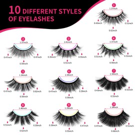 DYSILK Self Adhesive Eyelashes - 30 Pairs 10 Styles Mixed - Lashes Pack False Mink Eyelashes Wispy Fluffy Natural Look Eyelashes Long Lashes Soft Reusable 002