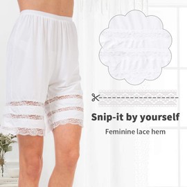 MANCYFIT Half Slip Shorts Culotte for Women Split Skirt Lace Pettipants Snip 7-9" Inseam (White, XXX-Large (US 22))
