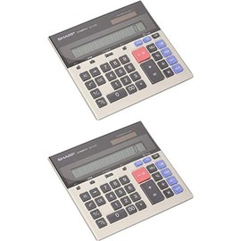Sharp QS-2130 12-Digit Commercial Desktop Calculator with Kickstand, Arithmetic Logic, Battery and Solar Hybrid Powered LCD Display, Great for Home and Office Use (Pack 2)