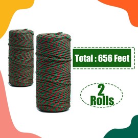 2 Roll Christmas Twine Cotton String Rope Cord,Christmas Baker Twine for Gift Wrapping, Arts Crafts, 656 Feet