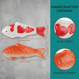 Wionin Lifelike Floating Fish Decor - Realistic Ceramic Koi & Goldfish for Aquarium, Pond, Tabletop - Set of 2 Vibrant Hand-Painted Mini Fake Fish for Office Desk, Garden Pots