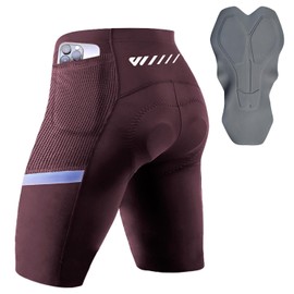 Wulibike Padded Cycling Shorts Mens 3D, Quick Dry Cycle Shorts Men, Road Bike Breathable with Pocket Bicycle Short 2-Red L