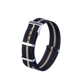 Carty Military Watch Straps with Heavy Buckle,Sport Nylon Watch Bands for Men 22mm Black Khaki Silver Buckle