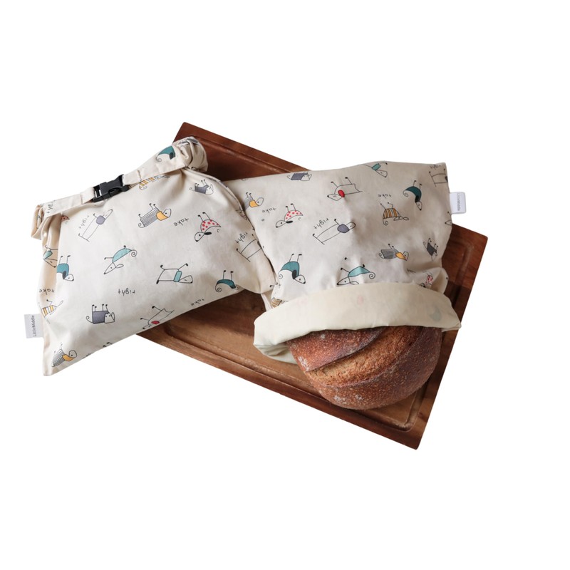 2 XL Beeswax Bread Bags for Homemade Bread, Reusable Cotton