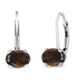 Gem Stone King 925 Sterling Silver 7X5MM Oval Gemstone Birthstone Drop Dangle Leverback Earrings For Women