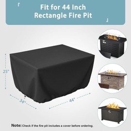 Fire Pit Table Cover for Outland Living 401/403 Outdoor Propane Gas Fire Table, 44 Inch Heavy Duty Waterproof Rectangular Fire Pit Cover, Black