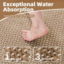 Checkered Bath Mat, Super Absorbent Non Slip Bath Mats for Bathroom Floor 3D Two Tone Woven Bathroom Mat with Tassels Machine Washable Bathroom Rugs Beside Tub, 17" x 24", Brown & Cream